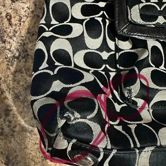 Coach Penelope Sig C Shoulder Bag Black Canvas Leather Jacquard Authenticated - Picture 10 of 16